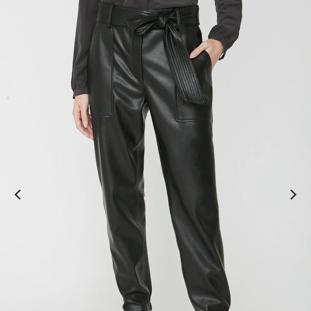 Brochu Walker Black Faux Leather Paperbag Waist Pants